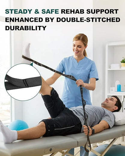 Trideer Stretching Strap for Physical Therapy & Home Rehab, Non-Elastic Yoga Strap for Stretching with Loops for Hamstring, Calf & Back Stretcher Mobility, Hip & Pilates