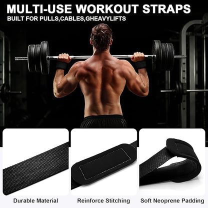 Weight Lifting Straps Anti-Slip Padded Wrist Wraps - Heavy Duty Gym Wrist Support for Deadlift Powerlifting Strength Training - Universal Fit for Men Women