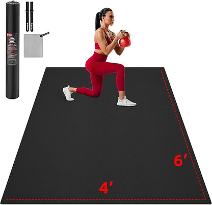 Extra Large Exercise Mat, 10'x6'/9'x6'/8'x6'/7'x5'/6'x4'(8mm) Thick Workout Mat for Home Gym & Garage Flooring, Shoe-Friendly, High-Density, MMA, HIIT, Weight Lifting, Cardio&Strength