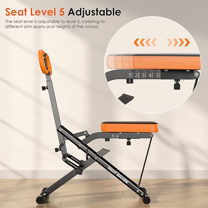 SogesHome Squat Machines Rowing Machine for Home, Foldable & Full Body Exercise Workout Equipment with Adjustable Resistance Bands for Women, Row and Ride Squat Machine for Glutes and Abs, 330 LBS