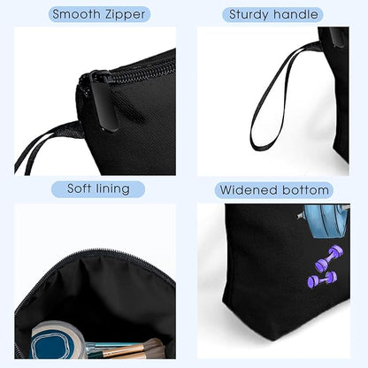 Workout Gym Exercise Gifts for Fitness Lovers Personal Trainer Women Female Friends Sister Friend, Small Black Makeup Cosmetic Bag