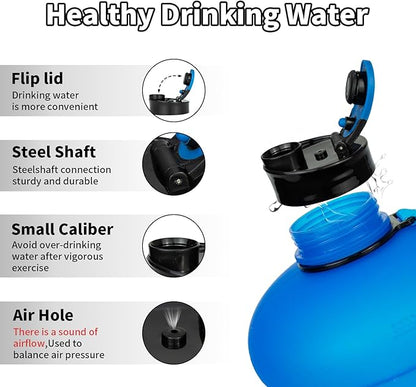 TOOFEEL 1 Gallon Water Bottle,Leakproof,Bpa Free,Dishwasher Safe,128 oz Large Water Jug wiht Handle,Travel & Camping & Sports & Gym Water Bottle For Men and Women - Matte Dark Blue