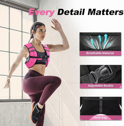 VBSD Weighted Vest Woman 6lb/8lb/12lb/16lb/20lb/25lb/30lb Weight Vest for Women Men Body Weight Vests for Walking Strength Training Running Workout Jogging Fitness