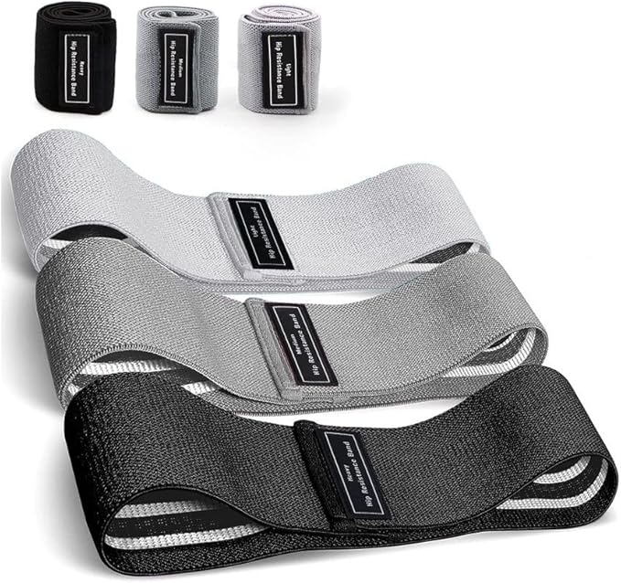 Fabric Resistance Bands Set, 3 Levels Light Medium Heavy, for Legs and Glutes, Squats, Yoga and Strength Training