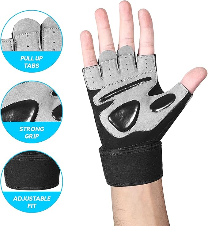 Gym Gloves Training Weight Lifting Gloves for Men Women Wrist Support Padded Extra Grip Palm Protection Fitness Workout Gloves Cycling,Hanging,Pull ups,Breathable