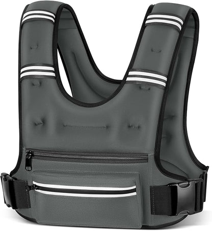 Weighted Vests for Women Men, 8 12 16 20 lb Weighted Vest with Storage Pockets, Rucking Vest with Reflective Stripe, Adjustable Straps Weight Vest for Running, Walking, Workout, Training