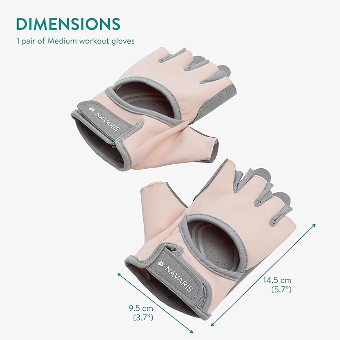 Navaris Women's Gym Gloves - Breathable, Sweat-Wicking Weight Lifting Gloves - Gym Accessories for Weightlifting Training, Workouts, Rowing, Fitness & Calisthenics - Pink, Size S
