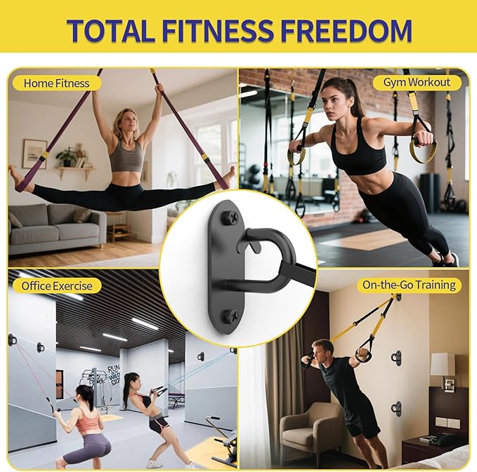 Resistance Band Wall Anchors, 3 Pack Heavy Duty Wall and Ceiling Mount Hooks for Suspension Straps, Workout Anchors for Home Gym, Yoga Swing
