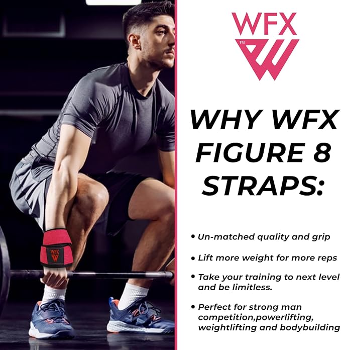 Weight Lifting Straps Padded Figure 8 Wrist Support Gym Wraps Men Women Fitness Bodybuilding Double Loop Workout Heavy Training Powerlifting Dumbbell Squats Pull Up Grip