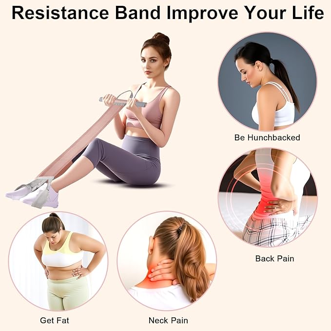 Fabric Resistance Band with Handles,Non-Slip Foot Pedal Puller Resistance Band for Legs & Glutes Working Out