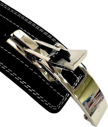 Black Weight Lifting Belt with Ajustable Buckle, 4" Wide & 10mm Thickness | for Powerlifting and Gym (1 Count)