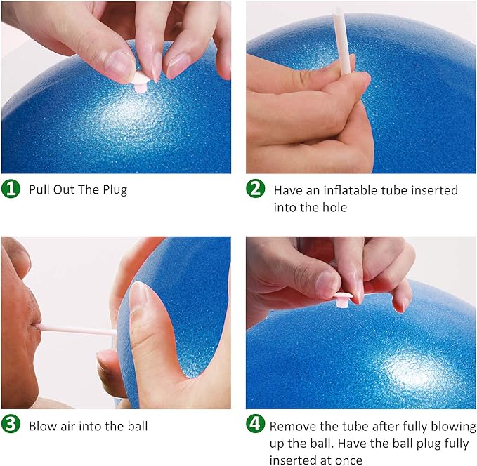 Mini Exercise Ball, 9 Inch Small Gym Ball with Inflatable Straw for Yoga, Pilates, Stability, Barre, Physical Therapy, Stretching and Core Training, Improves Balance, Strength