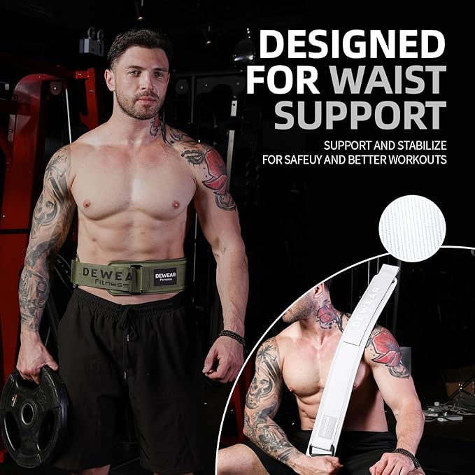 Durable Weight Lifting Belt, 4'' Wide Gym Belt for Bodybuilding, Powerlifting, Squats, Deadlift - Provides Lumbar Support & Stability for Men & Women