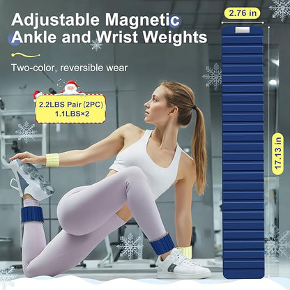 2025 Upgraded Magnetic Ankle Weights for Women, Wrist Weights,Silicone (Waterproof), Non-Slip, Easy Wear, Adjustable (Men & Women), Ideal for Jogging/Yoga/Pilates & More, Great Gift.（2 Pack）