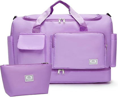 Small Gym Bag for Women, Travel Duffle Bag Carry On Weekender Bag with Shoe Compartment