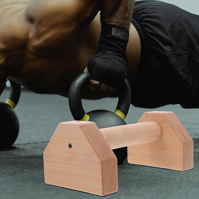 2 Pcs Wooden Push up Bars Beech Wood 25cm Pushup Handles Strength Training Workout Equipment for Home Gym Muscle Trainer Indoor and Outdoor Use