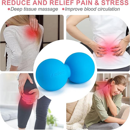 Peanut Massage Ball-Double Lacrosse Massage Ball, Mobility Ball for Myofascial Release,Yoga Therapy,Trigger Point Therapy,Muscle Knots and Acupoint Massage (Pink Firm Ball)