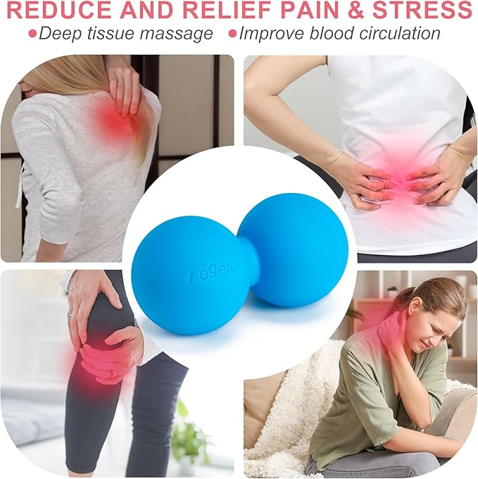 Peanut Massage Ball-Double Lacrosse Massage Ball, Mobility Ball for Myofascial Release,Yoga Therapy,Trigger Point Therapy,Muscle Knots and Acupoint Massage (Grey Firm Ball)