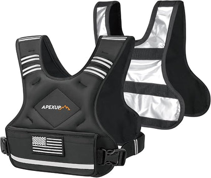 APEXUP Adjustable Weighted Vest, 4-10lb/12-18lb/20-32lb Vest with 6 Ironsand Weights and Large Pocket, Weight Vest for Men Women Strength Training, Running, Walking