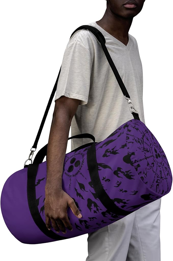 Anime Gym Bag for Women Men - Large Capacity Waterproof Workout Fitness Travel Sports Bags Fashion Street Camping ExpandaCLe Carry On Duffle Bag For Couple (Purple Cursed Mark) PTY