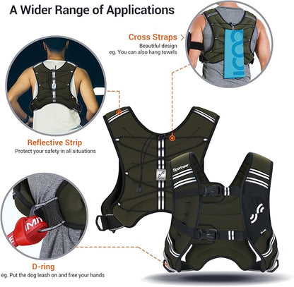 Sportneer Weighted Vest Woman: 8lb/12lb/15lb/20lb/25lb Weight Vest for Walking with Phone Bag, Adjustable Women Weighted Vest for Running Rucking Vest for Jogging Strength Training Weight Loss