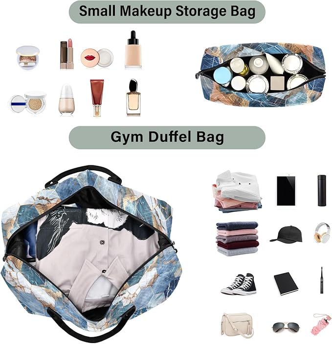 senya Weekender Bags Travel Duffel Gym Bag Hexagonal Nave Marble Carry on Overnight Tote Bag with Toiletry Bag for Airplane Travel Trip Gym Yoga, g366828860p1006c1071s2442