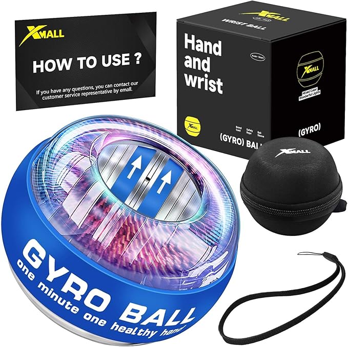 XMALL Torque Ball Hand Exerciser, Grip Strength Trainer, Forearm Strengthener, Wrist Power Gyro Ball, Hand Strengthening Devices, Wrist Strengthener, Finger Exerciser, Auto-Start