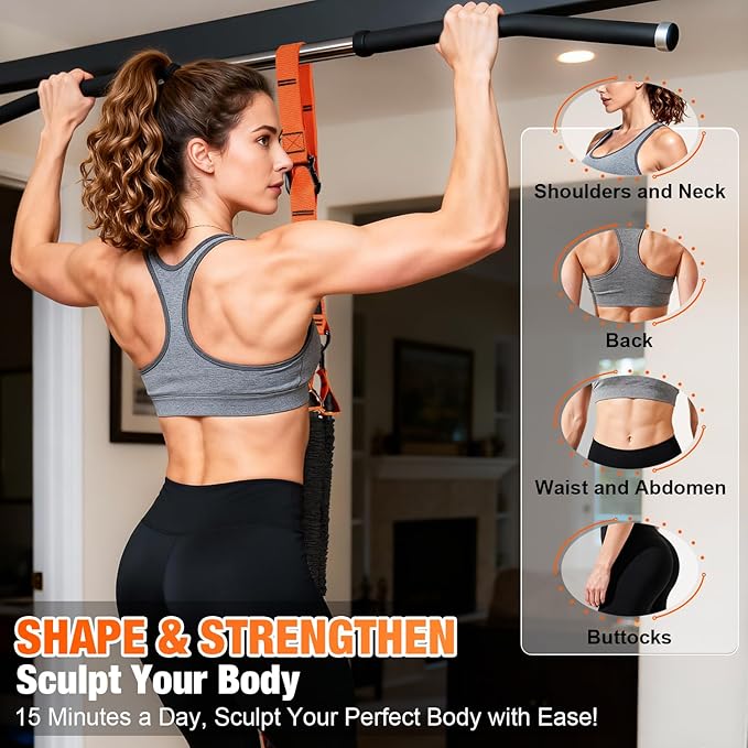 Pull Up Assistance Bands for Women, Heavy Duty Resistance Bands with Handles, Exercise Band with Door Anchor, Workout Band Set for Pull Up Bar, Full Body Sculpting,Muscle Training, Recovery, Home Gym