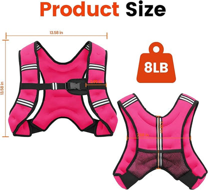 Weighted Vest, 6lb/8lb/10lb/12lb/16lb/20lb/25lb/30lb Weight Vest for Men Women, Body Weight Vests Adjustable with Reflective Stripe for Strength Training, Running, Workout, Jogging, Walking