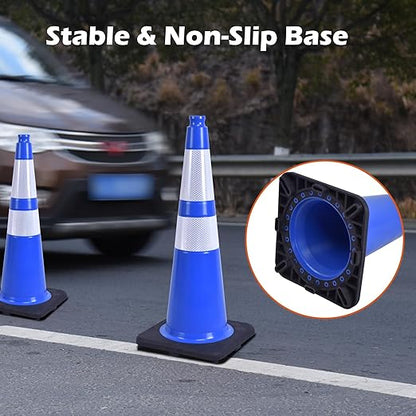 360 Pack 28" Blue Traffic Cones with Black Base – Durable Bulk Traffic Cones for Construction Sites, Events, and Parking Areas (360, Blue, 28 Inch)