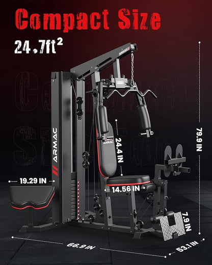 Sportsroyals Home Gym, Multifunctional Gym Equipment, Workout Equipment with 150LBS Weight Stack, for Leg Press, LAT Pull Down, Chest Presses