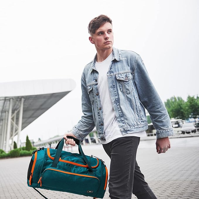 MIER Large Gym Bag for Men Sports Duffle Bag with Shoe Compartment 60L Lightweight Duffel Bags for Workout Fitness Travel, Blue