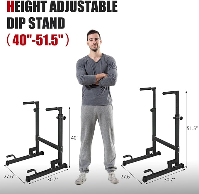 Height Adjustable Dip Station for Home Gym,Versatile Fitness Equipment for Pull-Ups,Push-Ups & Dips,Heavy-Duty Steel Frame Construction with Foam Grip Handles,Portable Strength Training Stand