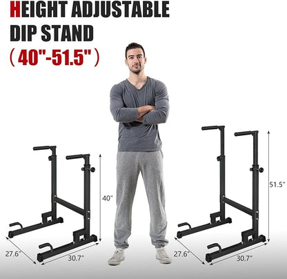 Height Adjustable Dip Station for Home Gym,Versatile Fitness Equipment for Pull-Ups,Push-Ups & Dips,Heavy-Duty Steel Frame Construction with Foam Grip Handles,Portable Strength Training Stand