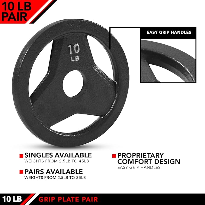JFIT Olympic 2 Inch Grip Plates and Bumper Plates for Barbell - Single Weights or Sets of 2 (Muliple Weights)