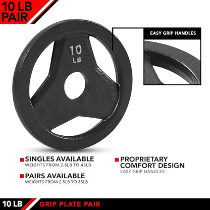 JFIT Olympic 2 Inch Grip Plates and Bumper Plates for Barbell - Single Weights or Sets of 2 (Muliple Weights)
