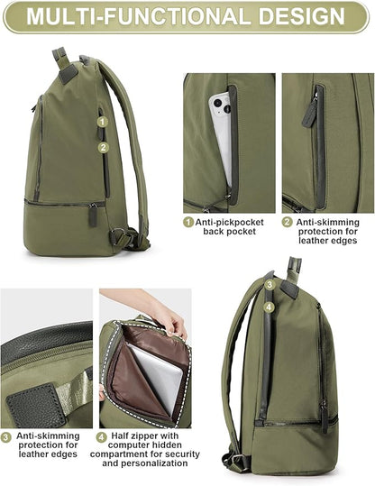 Gym Backpack for Women Waterproof Small Gym Bag With Shoe Compartment Sports Essentials Cheer Backpack with Wet Dry Pocket,Green