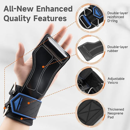 Non-Slip Gym Wrist Sraps for Weightlifting, Double Rubber Weight Lifting Straps with D Rings for Cable Machine Workout, Wrist Wraps with Cushion Wrist Loop for Men Women Deadlift