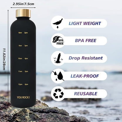 32oz Water Bottles with Times to Drink, Motivational Water Bottle with Time Marker, BPA Free Reusable Water Bottle with Hydrating Reminder for Gym Fitness Workout Travel