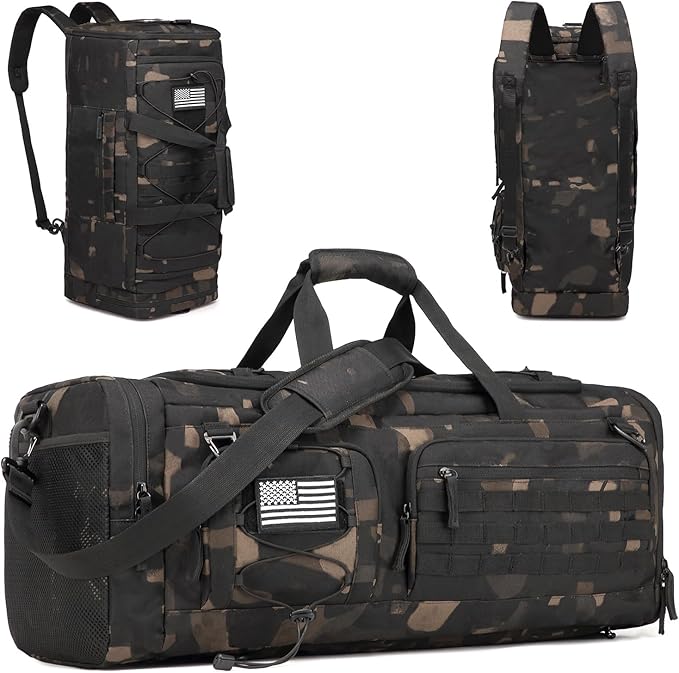 Gym Bag for Men and Women, 50L Extra Large Duffle Bag, 3-in-1 Travel Sports Duffel Bags with Shoe & Laptop Compartment for Overnight Weekender Gym Traveling Workout Deployment, Black CM