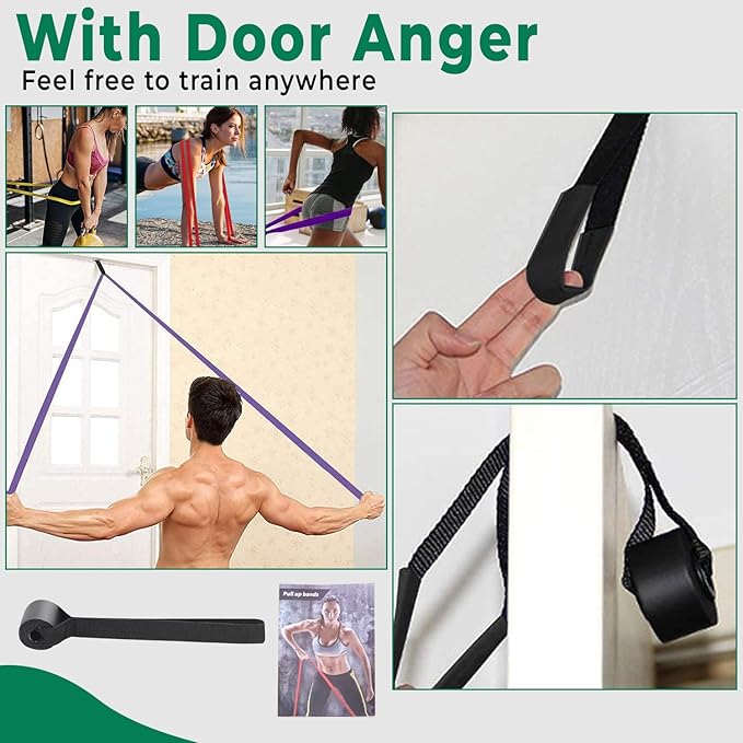 Resistance Band Sets with Accessories – 5 Level Pull Up Exercise Bands with Handles, Door Anchor & Carry Bag | Workout Bands for Strength Training, Home Gym & Fitness