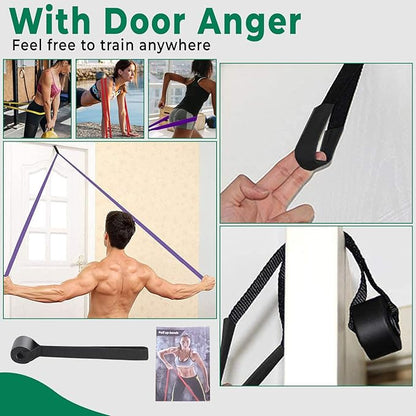 Resistance Band Sets with Accessories – 5 Level Pull Up Exercise Bands with Handles, Door Anchor & Carry Bag | Workout Bands for Strength Training, Home Gym & Fitness