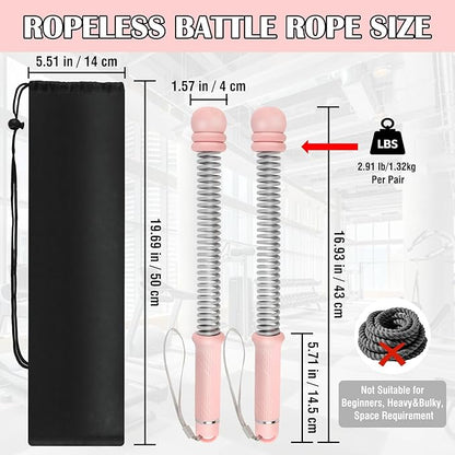 2PCS Ropeless Battle Ropes with Adjustable Weighted Ring-Battle, Cordless Battle Rope for Home Gym, HIIT Workout, Low-Impact Cardio, Strength Training, Portable Fitness Equipment for Women & Men