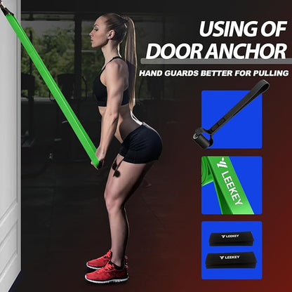 LEEKEY Resistance Bands, Exercise Bands with Handles,Pull Up Assist Bands - Band Set with Door Anchor - Bands for Working Out,Band for Men and Women Fitness Training,Home Workouts