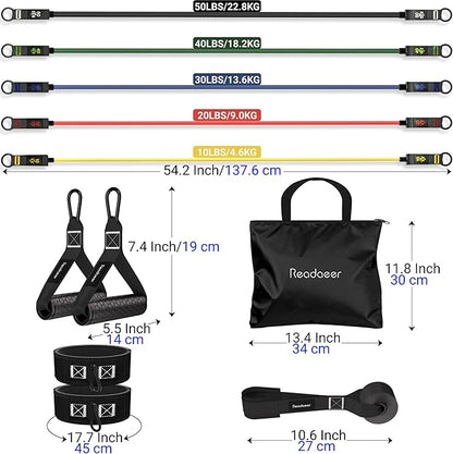 Readaeer Resistance Bands, Exercise Bands for Working Out, Work Out Bands with Handles for Men and Women for Indoor and Outdoor Sports, Fitness, Suspension, Speed Strength, Training, Home Gym,Yoga