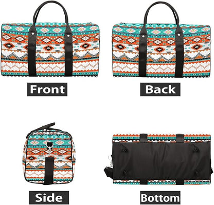 Travel Duffel Bag Western Aztec Sport Tote Gym Bag Waterproof Foldable Carryon Weekend Overnight Training Handbag Sports Duffle Bags for Women Men Boys Girls,A-1