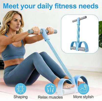 8-Tube Pedal Resistance Band with Handles, Multifunction Foot Pedal Tension Rope Fitness Equipment, Natural Rubber Exercise Puller for Abs, Arms, Waist & Leg Training