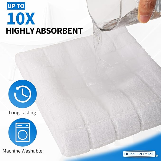 HOMERHYME White Hand Towels, 6 Pack 25''*15'' Microfiber Hand Towels for Bathroom Kitchen, All-Purpose Quick Dry Lint Free Soft Absorbent Wash Cloths, Gym Towels Bath Towels Bulk for Yoga Spa Hotel