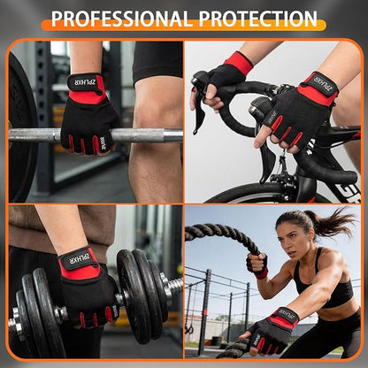 Workout Gloves for Men and Women, Gym Gloves for Weight Lifting, Exercise, Cycling, Training & Fitness, Fingerless with Padded Grip, Full Palm Protection & Breathable Design
