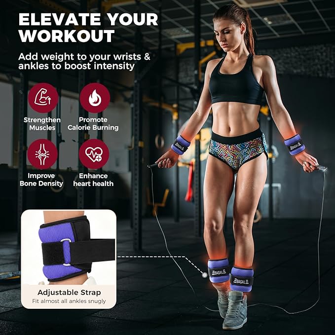 BAGAIL Ankle Wrist Weights for Women & Men, One Pair of 1/2/4/6/8/10 LBS Wearable Leg Arm Weights with Sleek Design & Secure Fit for Walking, Running, Pilates, Home Fitness & Physical Therapy
